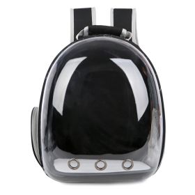 Pet Portable Cat Transparent Space Bag Backpack For Dogs (Color: Black)