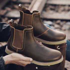 Men's Casual British Style Chelsea Dr Martens Boots (Option: Crazy Horse Brown-39)