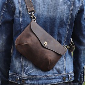 Men's Casual Retro Handmade Cowhide Bag (Option: Dark brown upgrade)