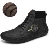 Spring Autumn High Top Leather Shoes Winter Fleece Martin Boots Men Casual Sport Waterproof 38-48 Sock Mouth Outdoor Retro Cozy