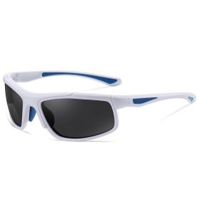 Sports Sunglasses Polarized Photochromic Night Vision Sunglasses (Color: White frame black and gray sheet)