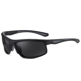 Sports Sunglasses Polarized Photochromic Night Vision Sunglasses (Color: Black frame black and gray sheet)