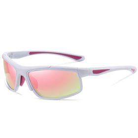 Sports Sunglasses Polarized Photochromic Night Vision Sunglasses (Color: White frame powder film)