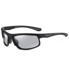 Sports Sunglasses Polarized Photochromic Night Vision Sunglasses (Color: Black frame discoloration)