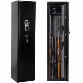 Rifle Safety; Long Gun for Home Rifle Shotgun; Quick Access 5 Gun Locker (with/without scope) with pistol pocket and bullet lock case (Color: as picture)
