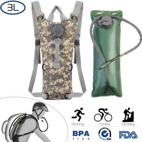 Tactical Hydration Pack 3L Water Bladder Adjustable Water Drink Backpack (Color: ACU)