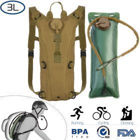Tactical Hydration Pack 3L Water Bladder Adjustable Water Drink Backpack (Color: Khaki)
