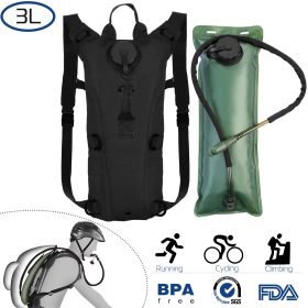 Tactical Hydration Pack 3L Water Bladder Adjustable Water Drink Backpack (Color: Black)
