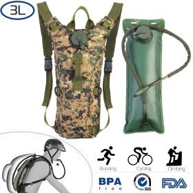 Tactical Hydration Pack 3L Water Bladder Adjustable Water Drink Backpack (Color: Jungle)
