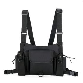 Hong Kong Style Ins Tactical Bag Hip Hop Vest Chest Bag (Option: Black large)