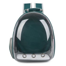 Pet Portable Cat Transparent Space Bag Backpack For Dogs (Color: Green)