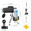 40x40 HD Optical Monocular Telescope w/ FMC Lens Low Light Vision Scope Phone Holder Tripod Compass