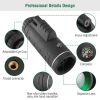 40x40 HD Optical Monocular Telescope w/ FMC Lens Low Light Vision Scope Phone Holder Tripod Compass